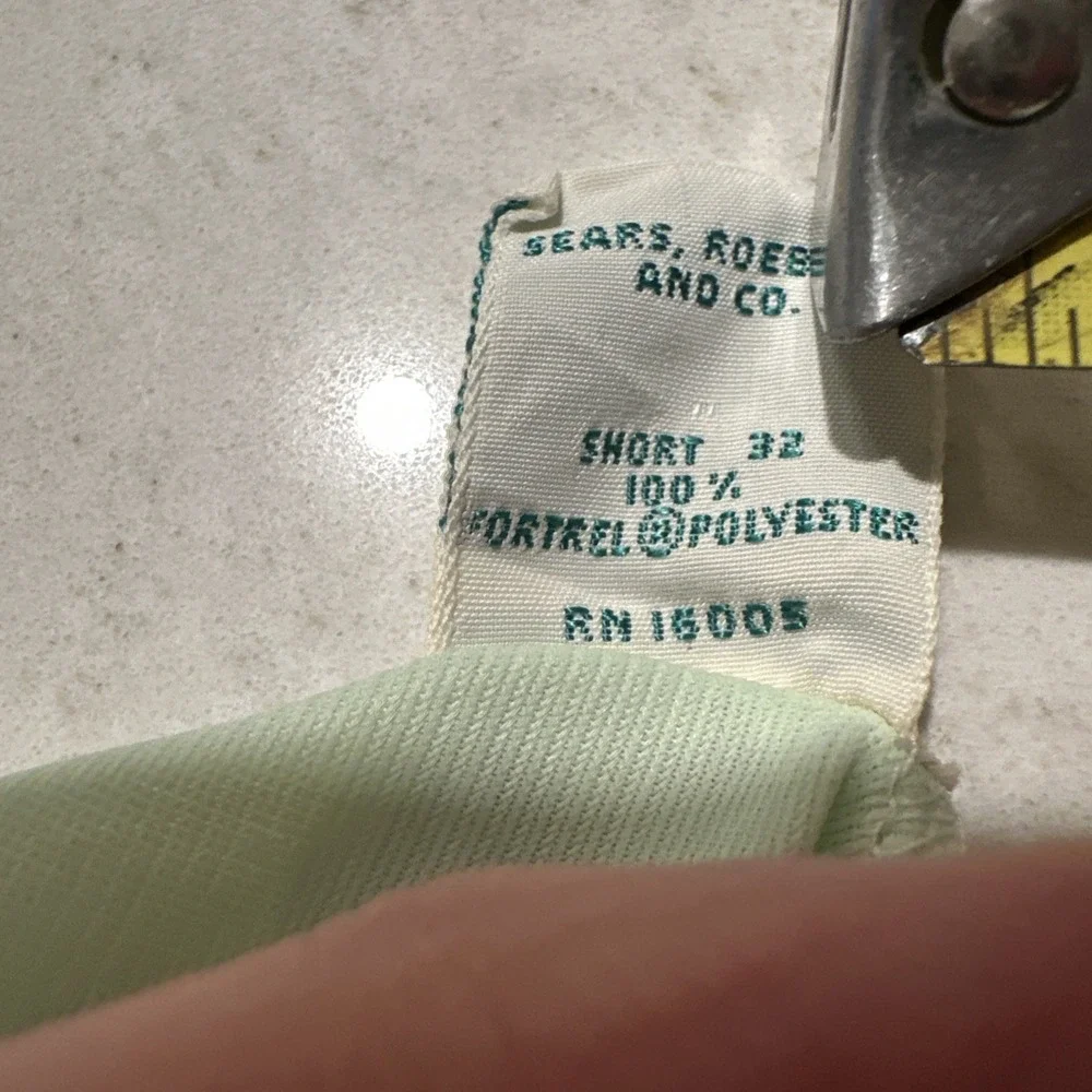 Vintage 70s Sears slip polyester negligee SZ 32 S Lt green  Lace Adj Straps - Picture 4 of 8